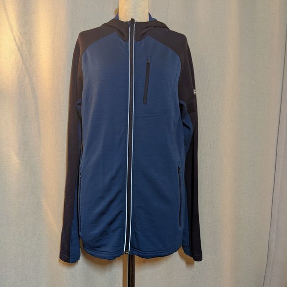 Icebreaker Jackets & Coats Icebreaker Gt Merino Wool Blue Full Zip Hoodie Jacket Mens Small